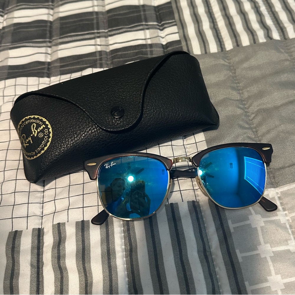 Ray-Ban Black and Blue Clubmaster Sunglasses